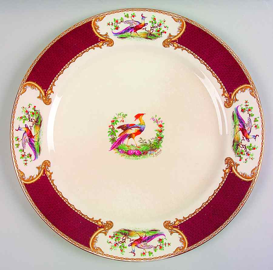 Chelsea Bird Red 13" Chop Plate (Round Platter) by Myott Staffordshire-1