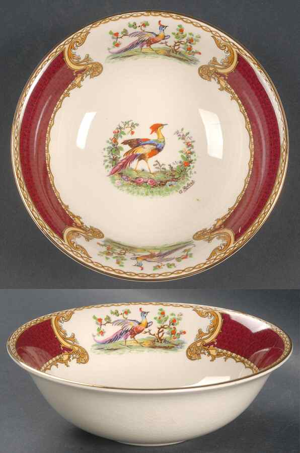 Chelsea Bird Red Coupe Cereal Bowl by Myott Staffordshire-1