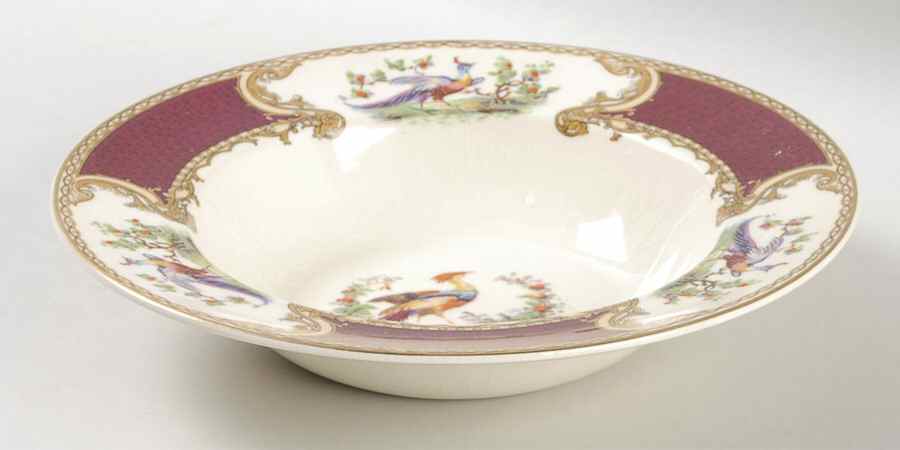Chelsea Bird Red Rim Soup Bowl by Myott Staffordshire-1
