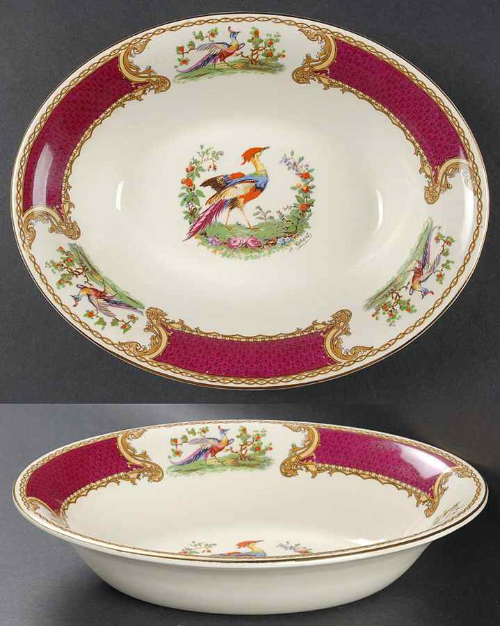 Chelsea Bird Red 10" Oval Vegetable Bowl by Myott Staffordshire-1