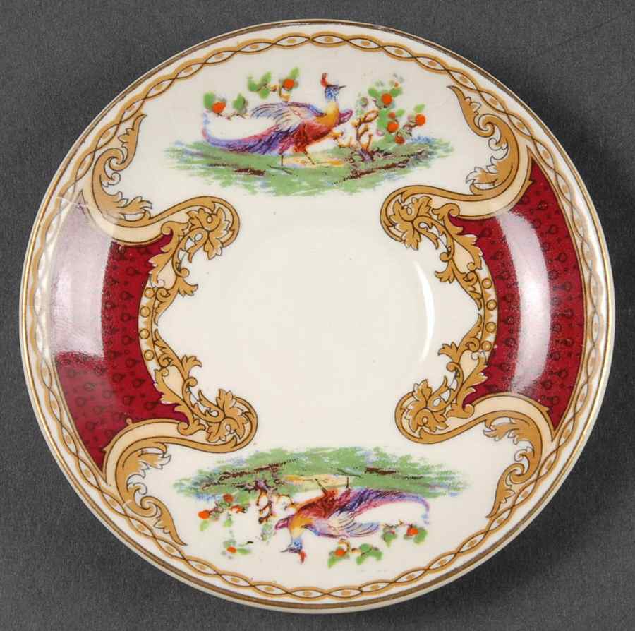 Chelsea Bird Red Saucer for Demitasse Cup by Myott Staffordshire-1
