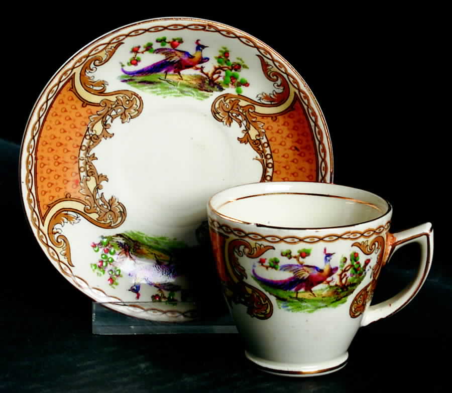 Chelsea Bird Yellow Flat Demitasse Cup & Saucer Set by Myott Staffordshire-1