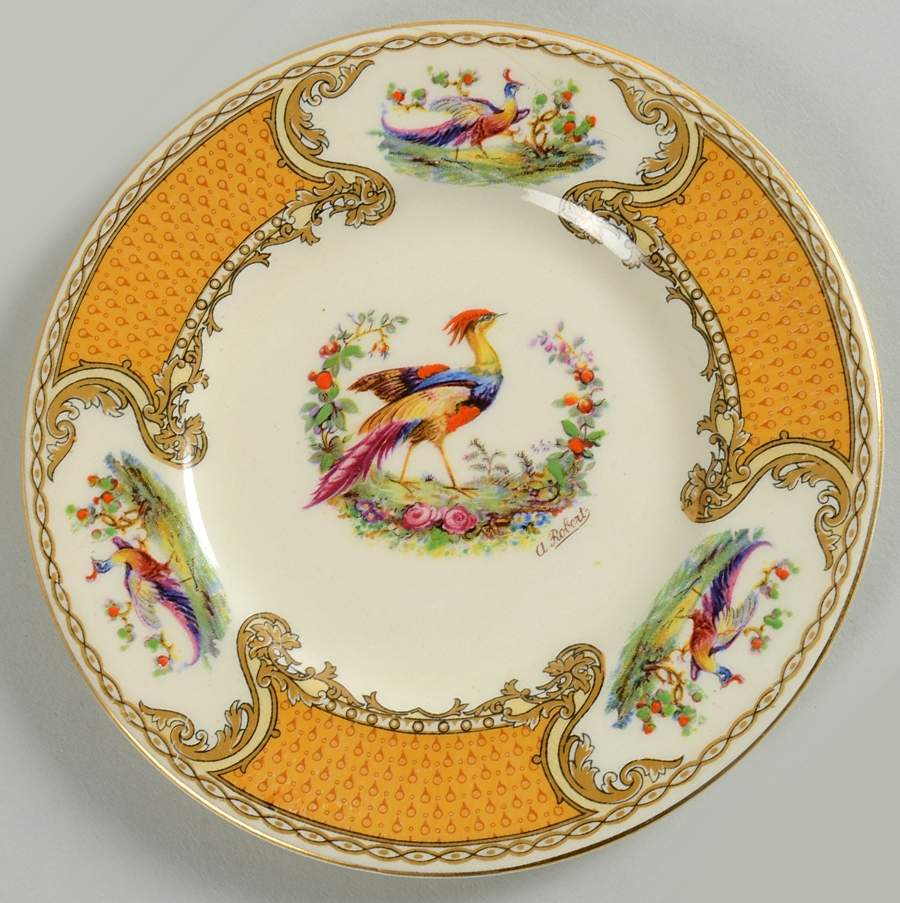 Chelsea Bird Yellow Bread & Butter Plate by Myott Staffordshire-1