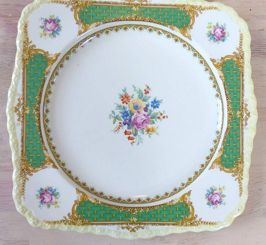 Classic Green Square Salad Plate by Myott Staffordshire-1