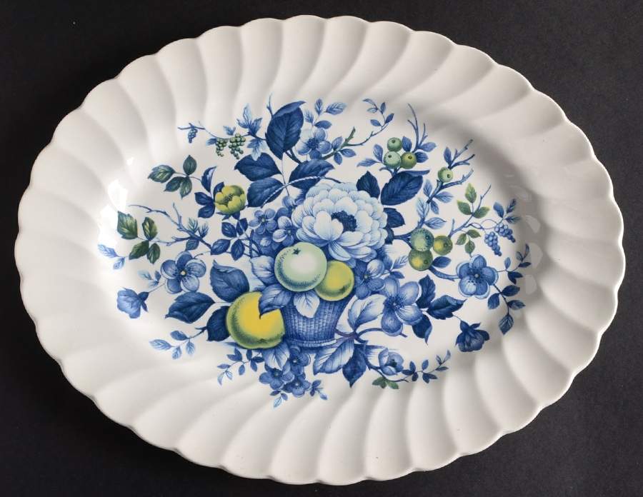 Claremont Blue 12" Oval Serving Platter by Myott Staffordshire-1