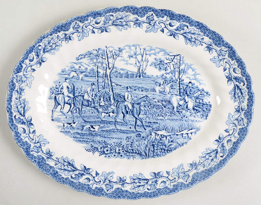 Country Life Blue 11" Oval Serving Platter by Myott Staffordshire-1