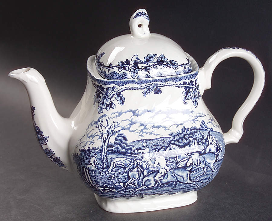 Country Life Blue Teapot & Lid by Myott Staffordshire-1