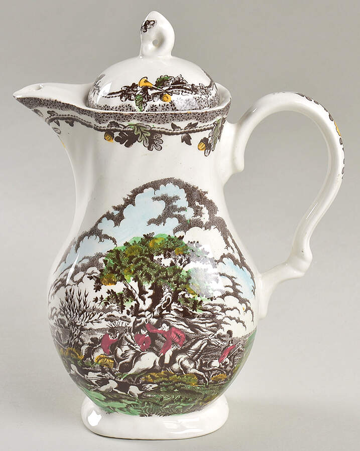 Country Life Brown Multicolor Mini Coffee Pot & Lid by Myott Staffordshire-1
