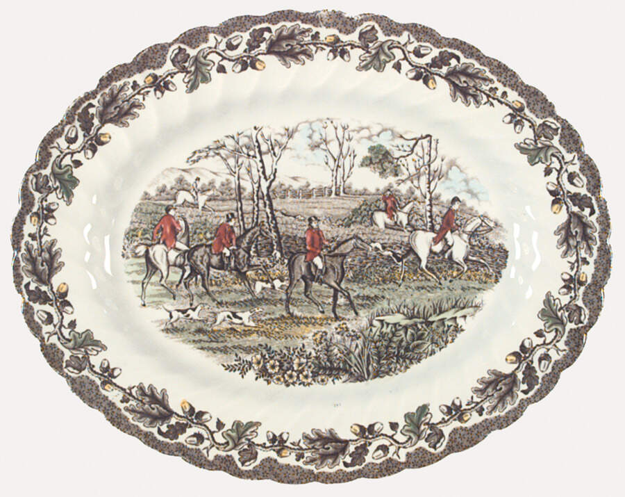 Country Life Brown Multicolor 12" Oval Serving Platter by Myott Staffordshire-1