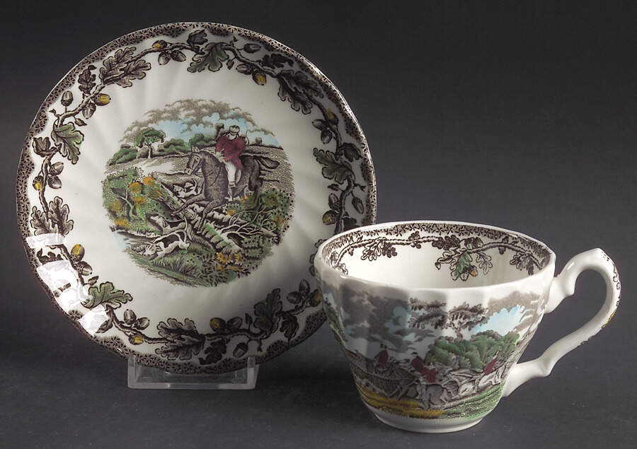 Country Life Brown Multicolor Flat Cup & Saucer Set by Myott Staffordshire-1