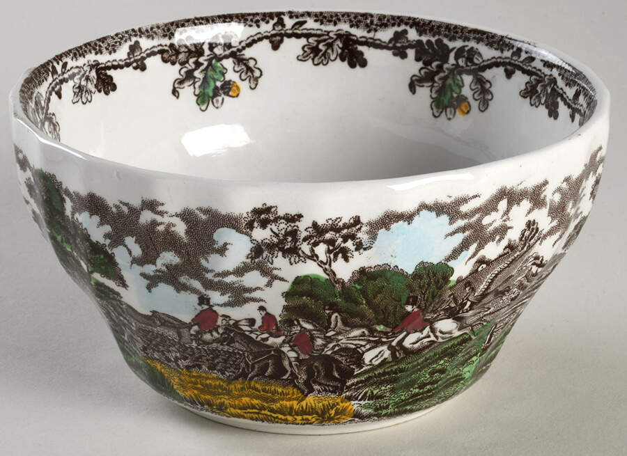 Country Life Brown Multicolor Open Sugar Bowl by Myott Staffordshire-1