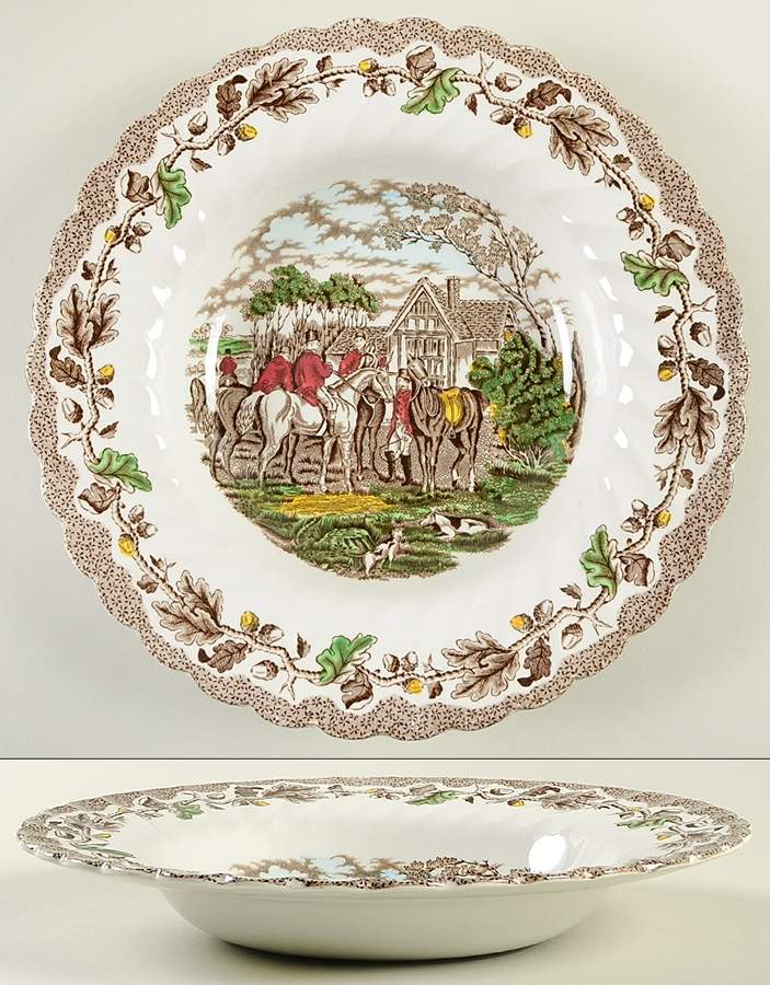Country Life Brown Multicolor Large Rim Soup Bowl by Myott Staffordshire-1