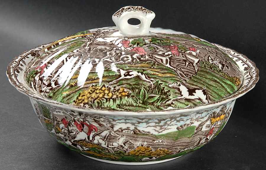 Country Life Brown Multicolor Round Covered Vegetable by Myott Staffordshire-1
