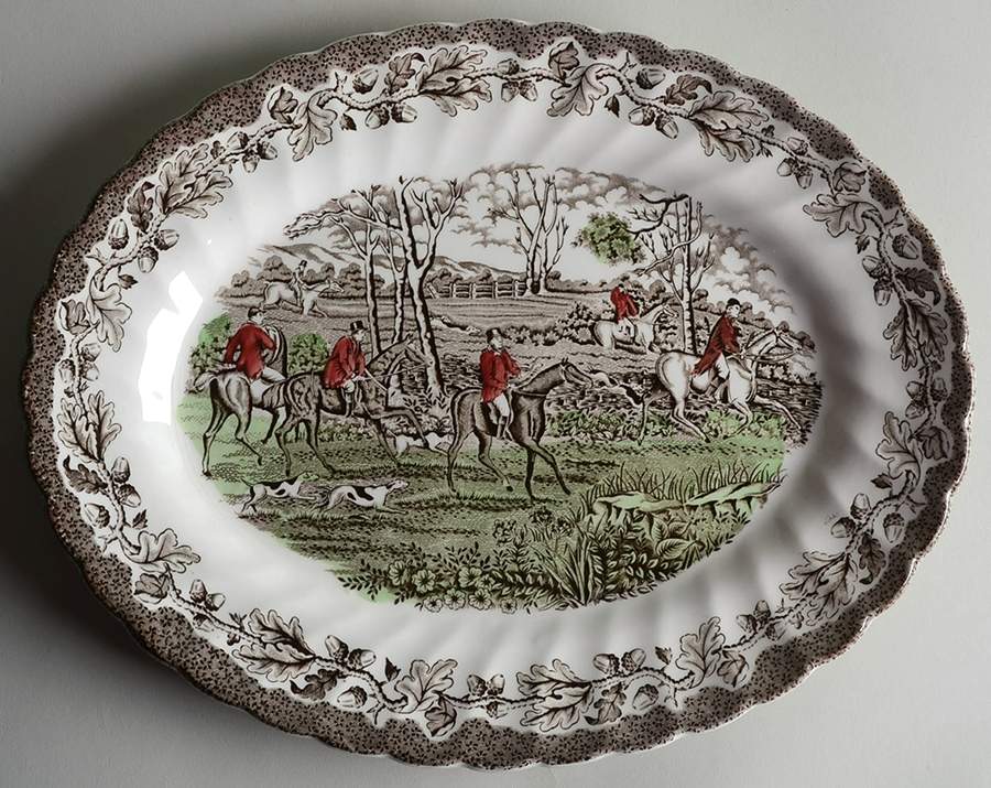 Country Life Brown Multicolor 11" Oval Serving Platter by Myott Staffordshire-1