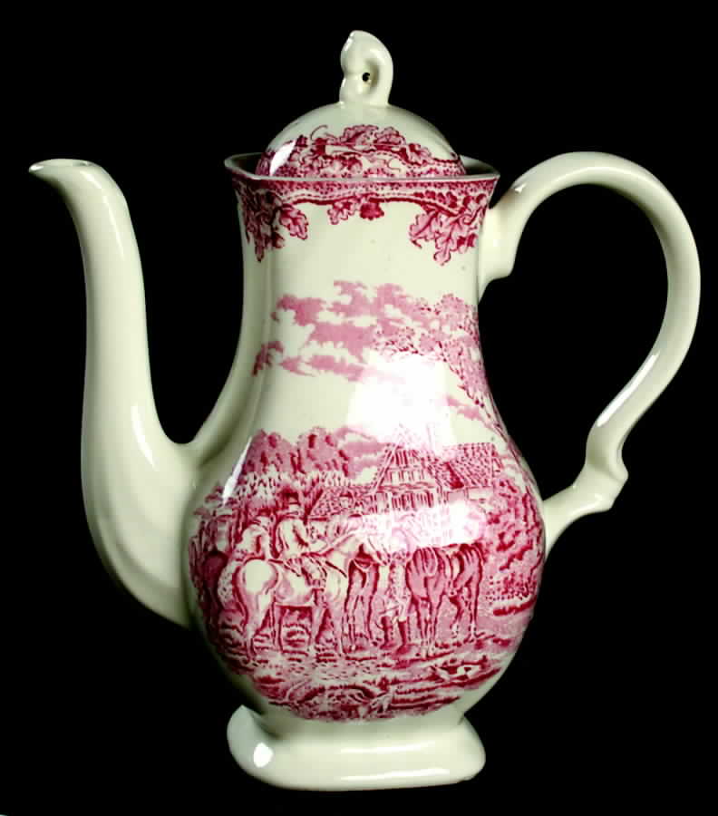 Country Life Pink Coffee Pot & Lid by Myott Staffordshire-1