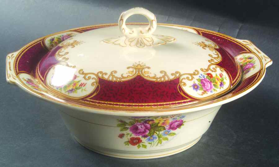 Coronation Rose Round Covered Vegetable by Myott Staffordshire-1