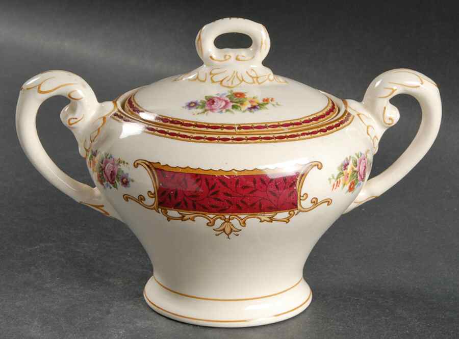 Coronation Rose Sugar Bowl & Lid by Myott Staffordshire-1