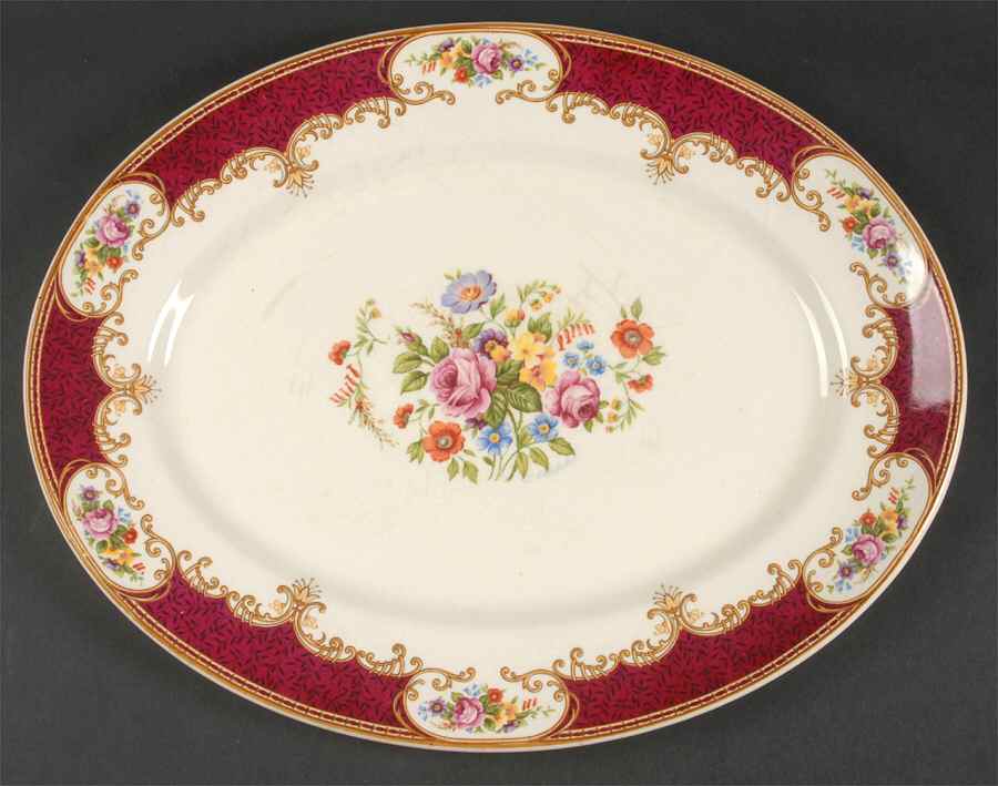 Coronation Rose 14" Oval Serving Platter by Myott Staffordshire-1