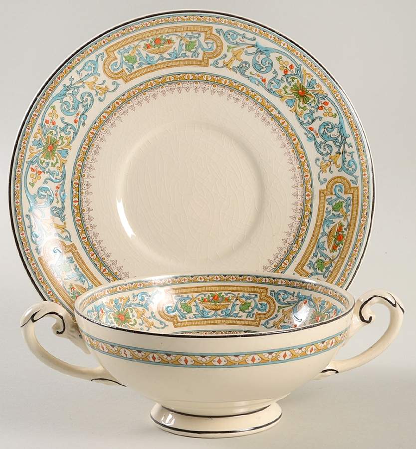 The Croydon Footed Cream Soup Bowl & Saucer Set by Myott Staffordshire-1