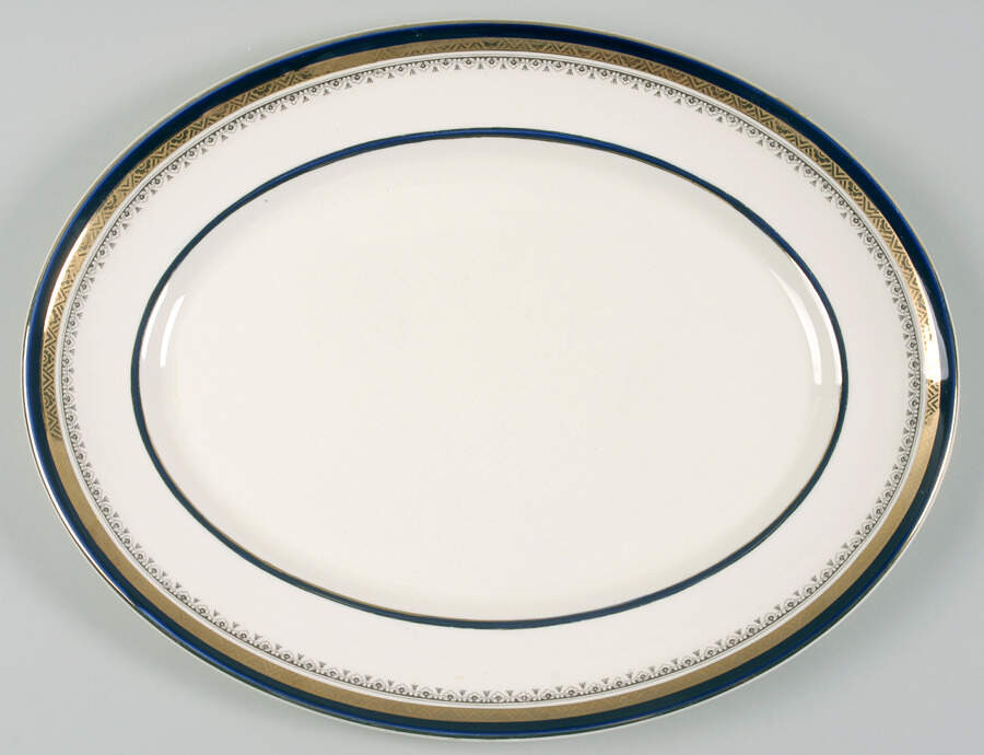 The Crowning Cobalt 14" Oval Serving Platter by Myott Staffordshire-1