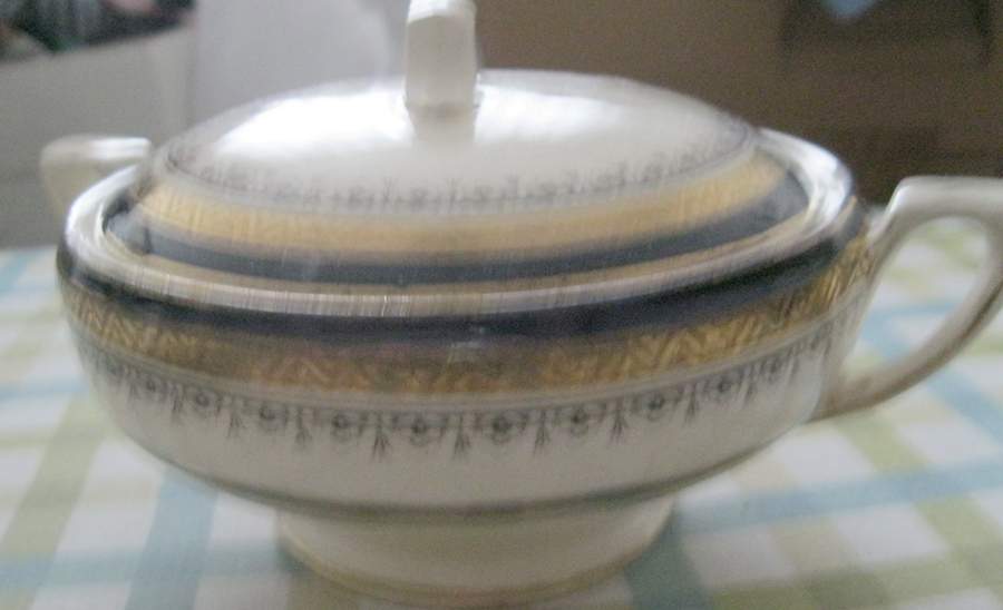 The Crowning Cobalt Round Covered Vegetable by Myott Staffordshire-1