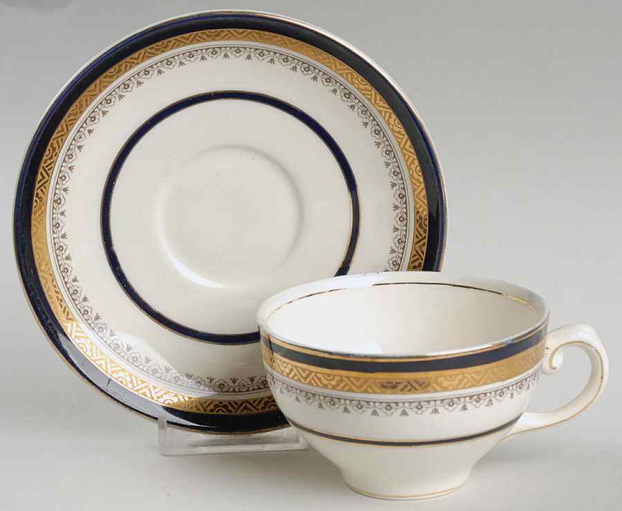 The Crowning Cobalt Flat Cup & Saucer Set by Myott Staffordshire-1