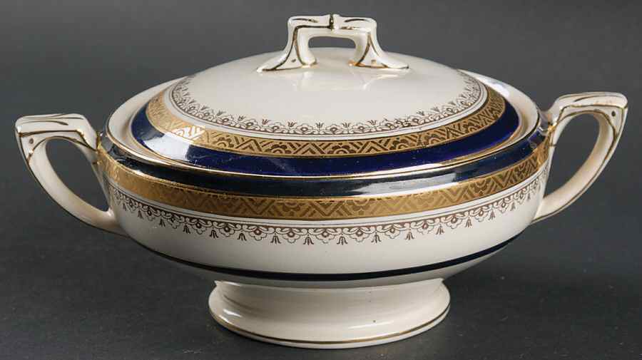 The Crowning Cobalt Sugar Bowl & Lid by Myott Staffordshire-1