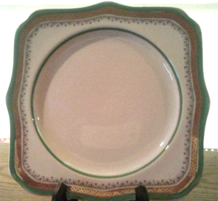 The Crowning Green Square Salad Plate by Myott Staffordshire-1