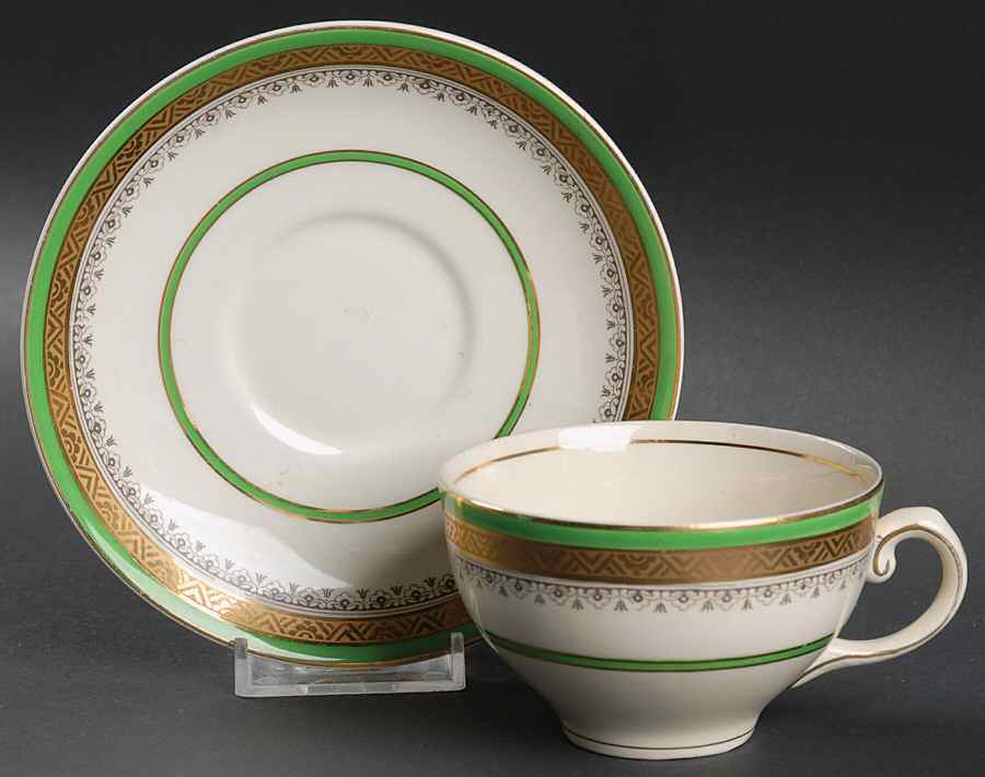 The Crowning Green Flat Cup & Saucer Set by Myott Staffordshire-1