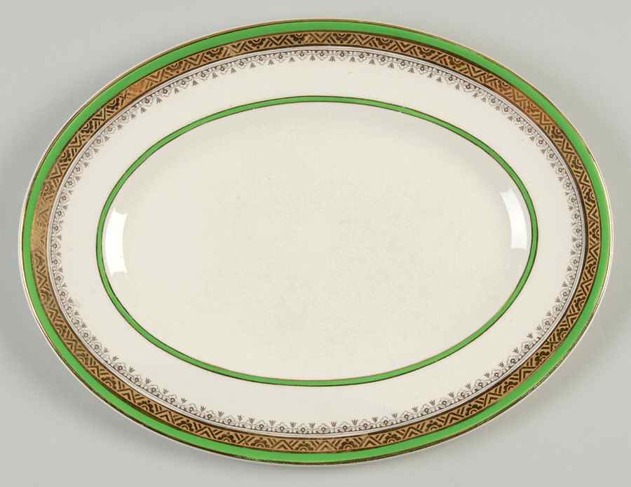 The Crowning Green 10" Oval Serving Platter by Myott Staffordshire-1