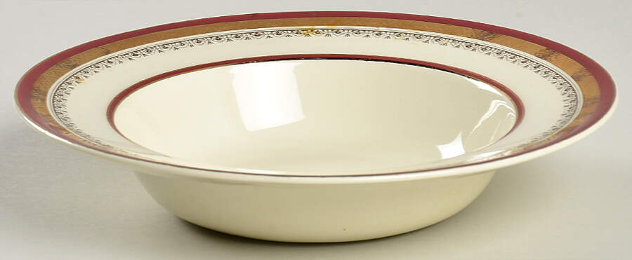 The Crowning Maroon Rim Soup Bowl by Myott Staffordshire-1