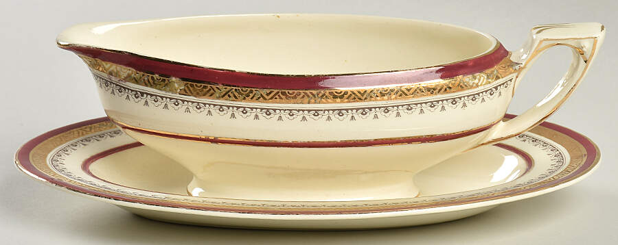 The Crowning Maroon Gravy Boat & Underplate by Myott Staffordshire-1