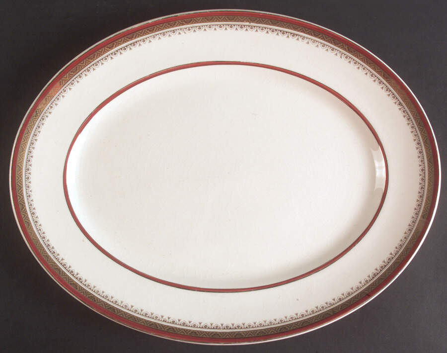 The Crowning Maroon 14" Oval Serving Platter by Myott Staffordshire-1