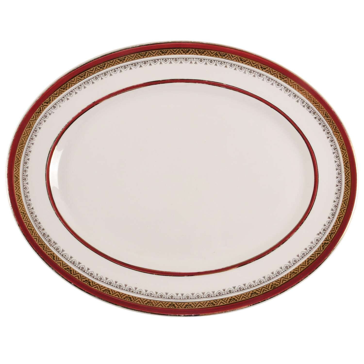 The Crowning Maroon 12" Oval Serving Platter by Myott Staffordshire-1