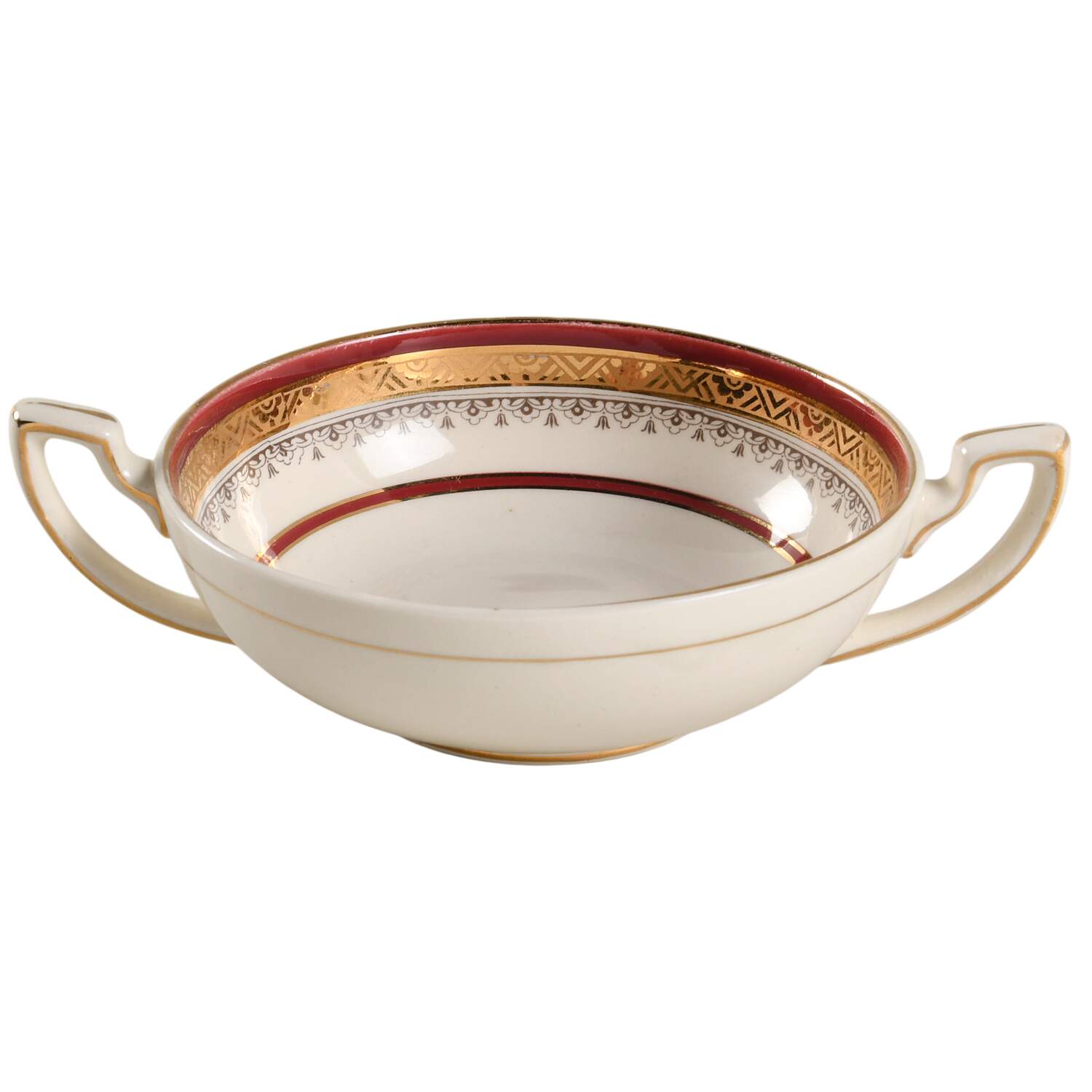 The Crowning Maroon Flat Cream Soup Bowl by Myott Staffordshire-1