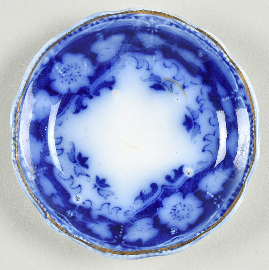 Crumlin (Flow Blue) Butter Pat by Myott Staffordshire-1