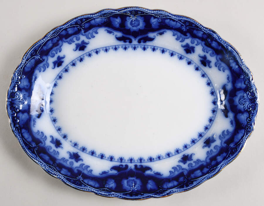 Crumlin (Flow Blue) 14" Oval Serving Platter by Myott Staffordshire-1