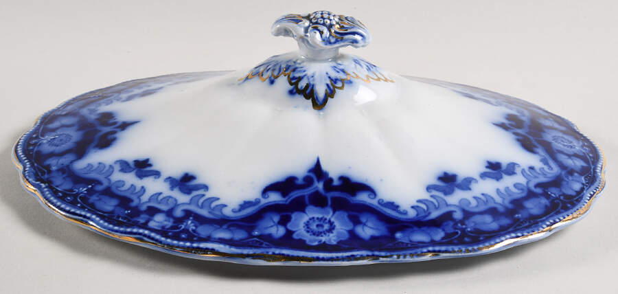 Crumlin (Flow Blue) Lid for Oval Vegetable by Myott Staffordshire-1