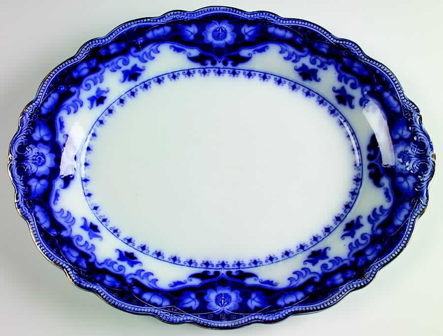 Crumlin (Flow Blue) 16" Oval Serving Platter by Myott Staffordshire-1