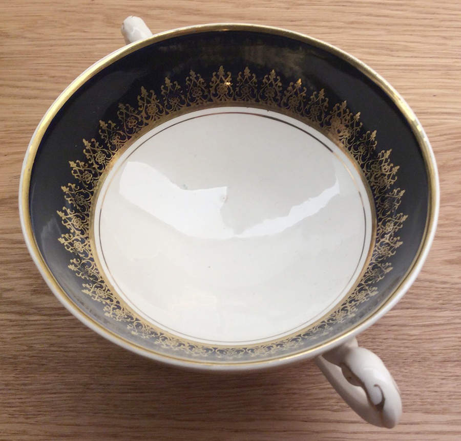 Elizabeth II Crowning Blue Footed Cream Soup Bowl by Myott Staffordshire-1