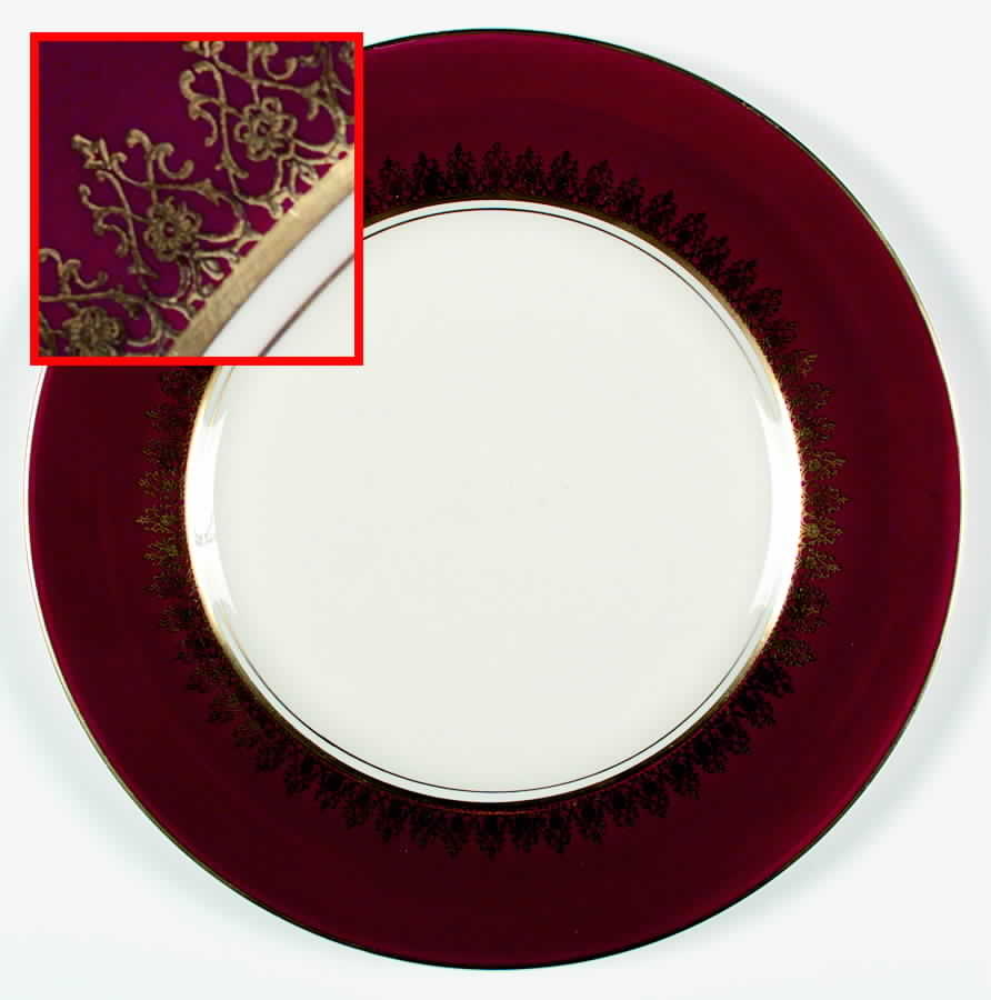 Elizabeth II Crowning Burgundy Dinner Plate by Myott Staffordshire-1
