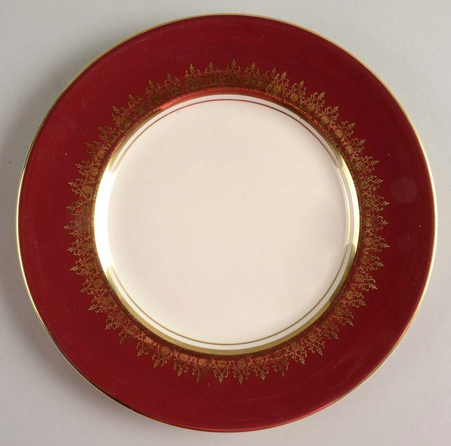 Elizabeth II Crowning Burgundy Salad Plate by Myott Staffordshire-1