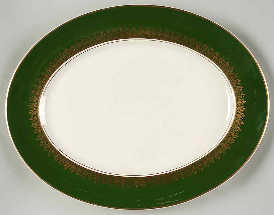 Elizabeth II Crowning Green 14" Oval Serving Platter by Myott Staffordshire-1