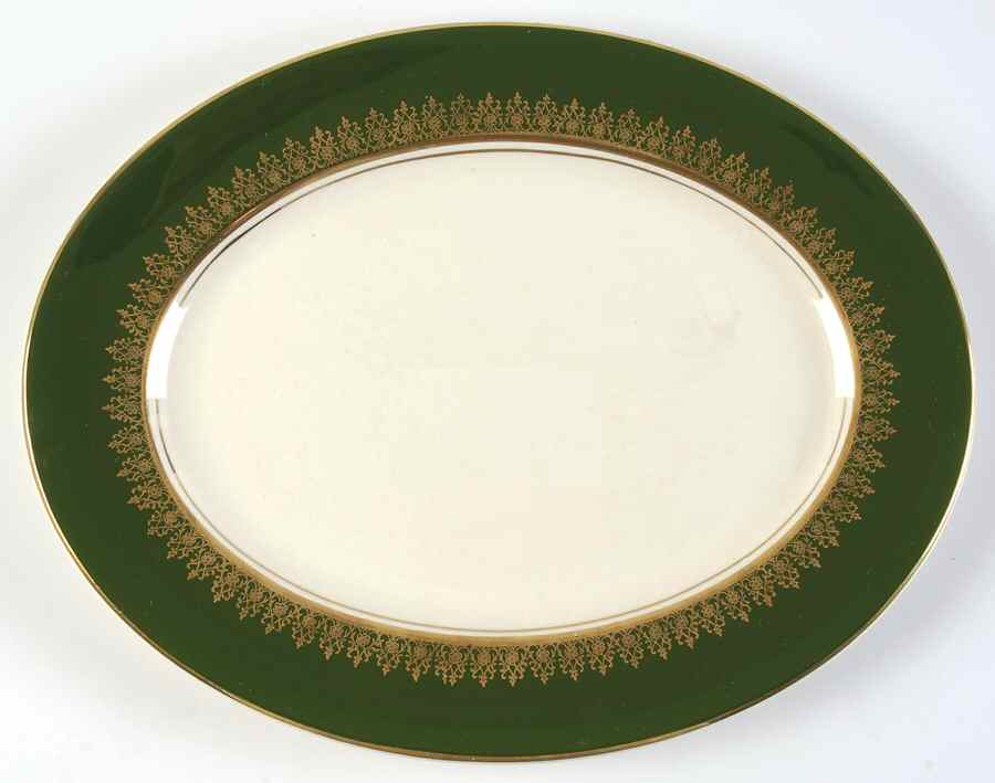 Elizabeth II Crowning Green 12" Oval Serving Platter by Myott Staffordshire-1