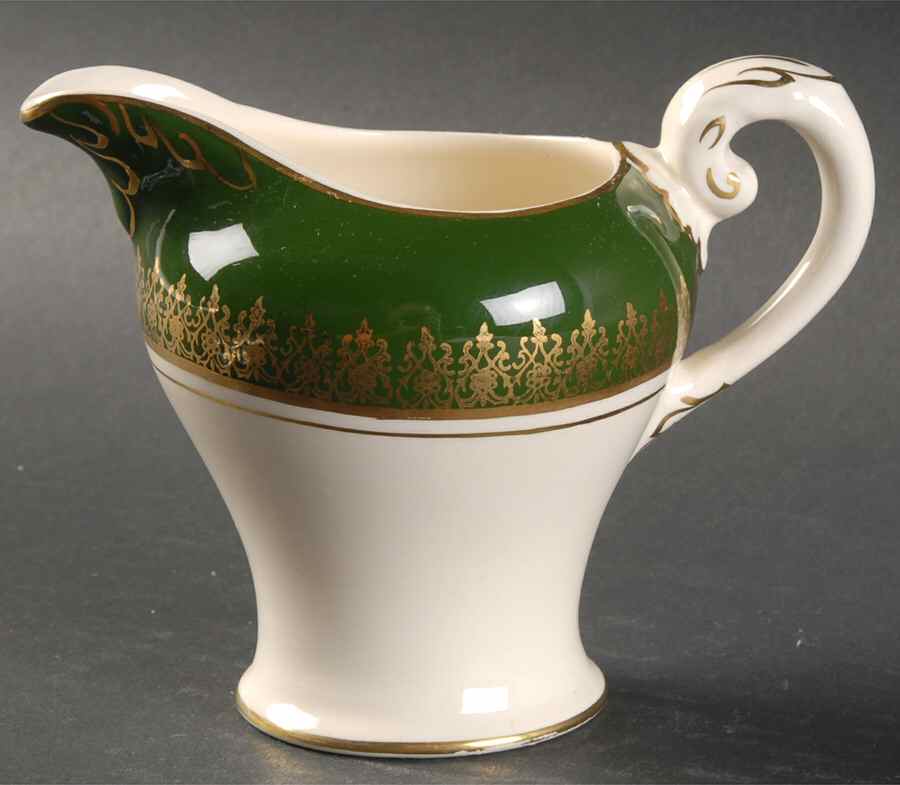 Elizabeth II Crowning Green Creamer by Myott Staffordshire-1