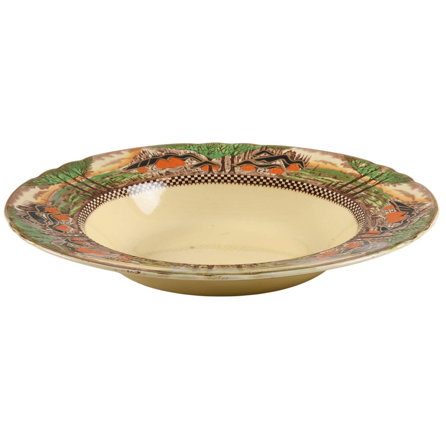 England's Countryside (Scalloped, Gold) Large Rim Soup Bowl by Myott Staffordshire-1