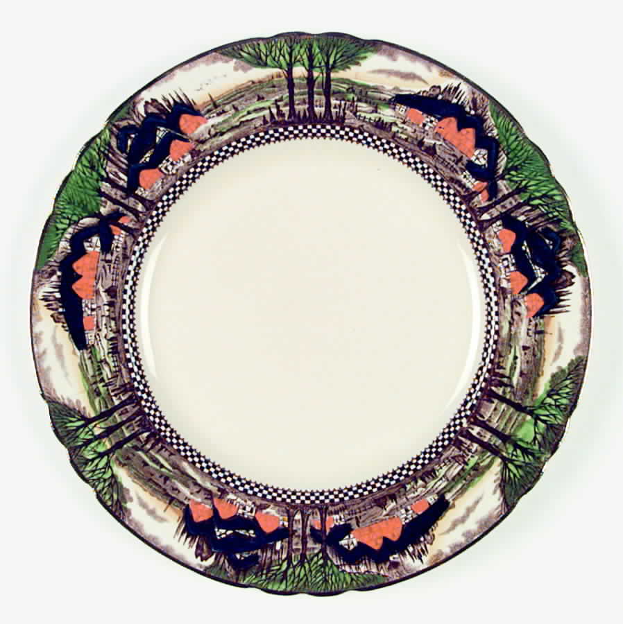England's Countryside (Scalloped, Gold) Dinner Plate by Myott Staffordshire-1
