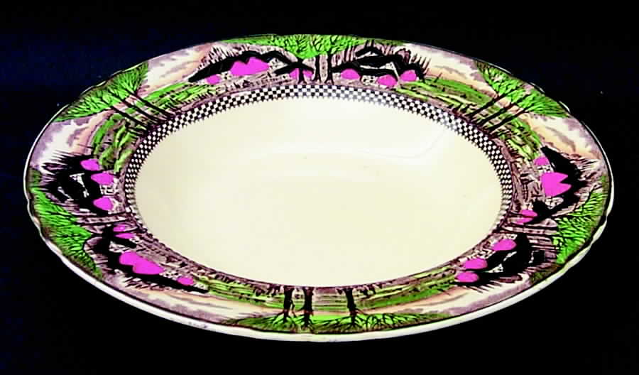 England's Countryside (Scalloped, Gold) Rim Soup Bowl by Myott Staffordshire-1