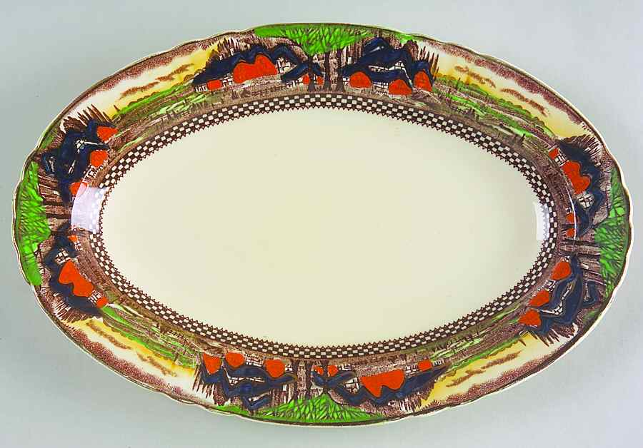 England's Countryside (Scalloped, Gold) Relish/Gravy Underplate by Myott Staffordshire-1