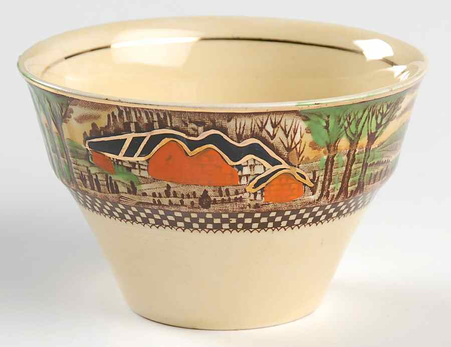 England's Countryside (Scalloped, Gold) Mini Open Sugar Bowl by Myott Staffordshire-1